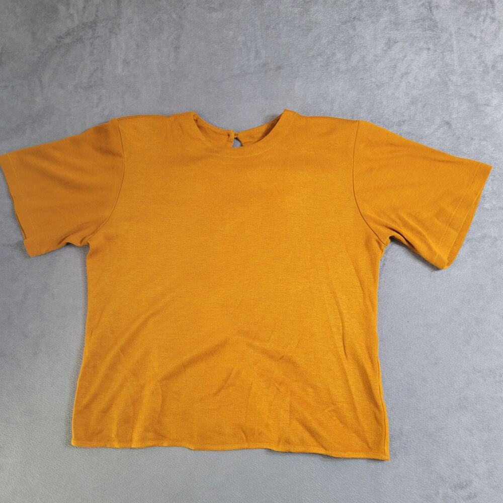 Tailerflex Sport Shirt Womens Size Medium Mustard Yellow Vintage Button Back Top